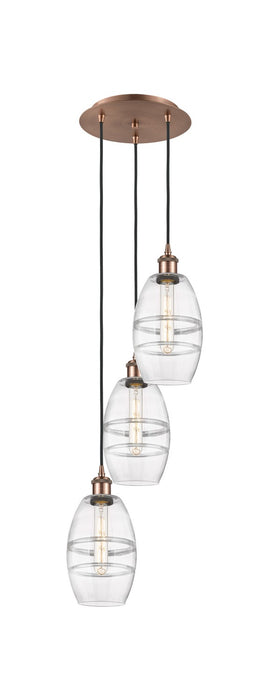 Innovations 113B-3P-AC-G557-6CL Three Light Pendant, Antique Copper