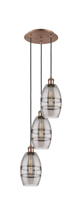 Innovations 113B-3P-AC-G557-6SM Three Light Pendant, Antique Copper