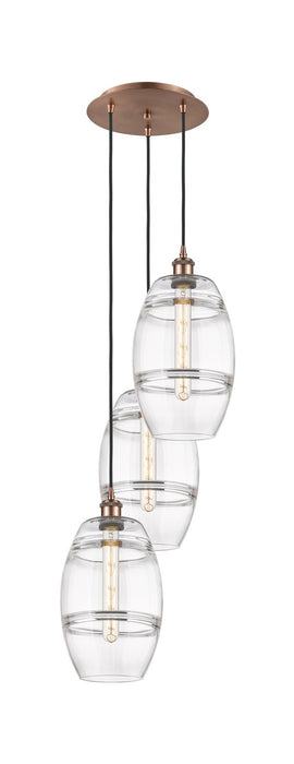 Innovations 113B-3P-AC-G557-8CL Three Light Pendant, Antique Copper