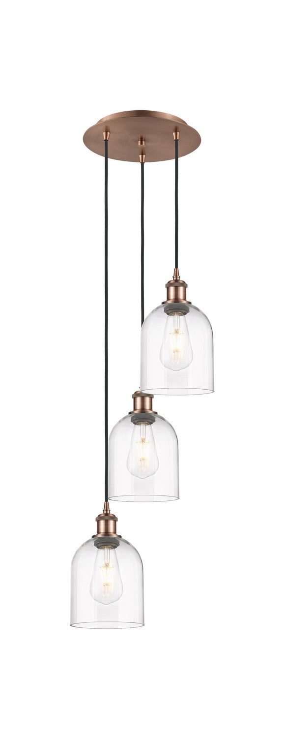 Innovations 113B-3P-AC-G558-6CL Three Light Pendant, Antique Copper
