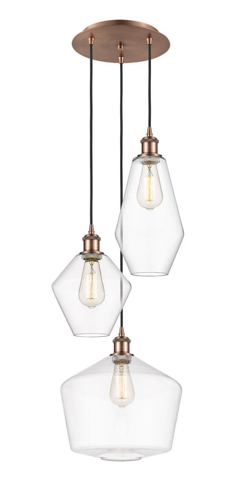 Innovations 113B-3P-AC-G652-MU Three Light Pendant, Antique Copper