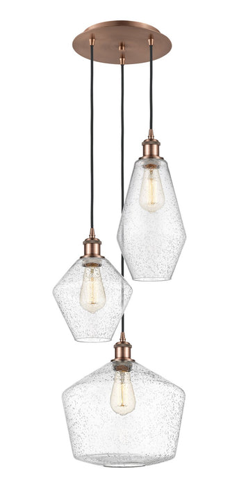 Innovations 113B-3P-AC-G654-MU Three Light Pendant, Antique Copper