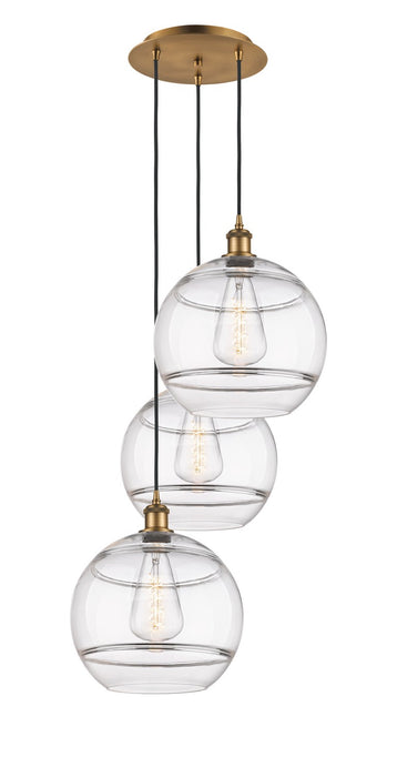 Innovations 113B-3P-BB-G556-12CL Three Light Pendant, Brushed Brass