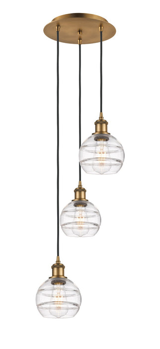 Innovations 113B-3P-BB-G556-6CL Three Light Pendant, Brushed Brass