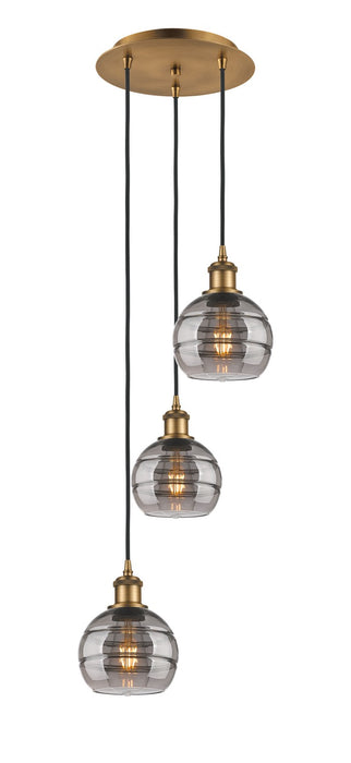 Innovations 113B-3P-BB-G556-6SM Three Light Pendant, Brushed Brass