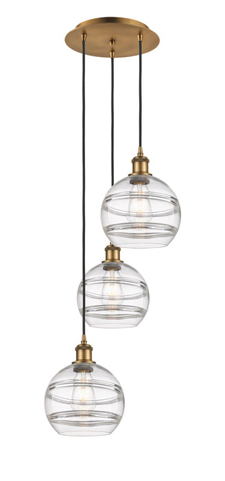 Innovations 113B-3P-BB-G556-8CL Three Light Pendant, Brushed Brass
