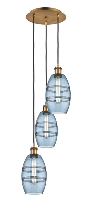 Innovations 113B-3P-BB-G557-6BL Three Light Pendant, Brushed Brass