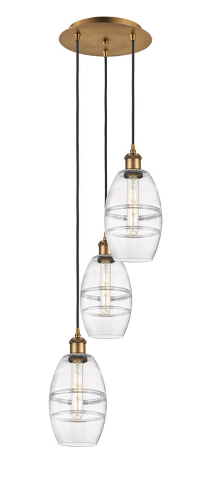 Innovations 113B-3P-BB-G557-6CL Three Light Pendant, Brushed Brass