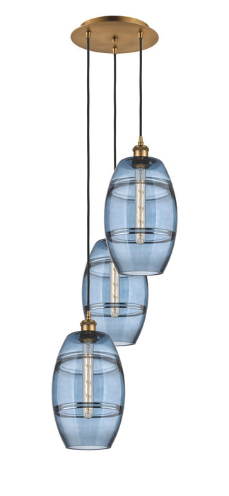 Innovations 113B-3P-BB-G557-8BL Three Light Pendant, Brushed Brass