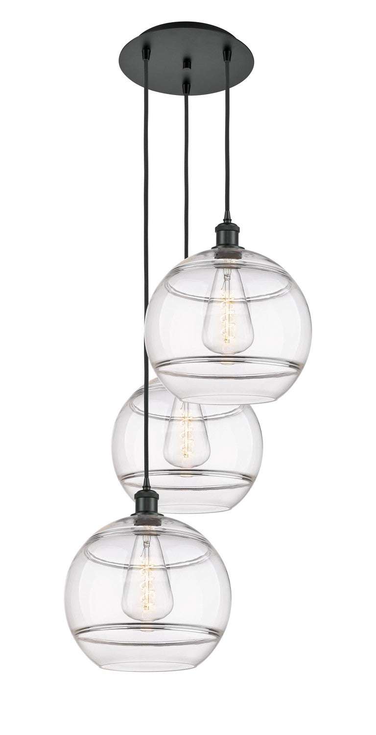 Innovations 113B-3P-BK-G556-12CL Three Light Pendant, Matte Black