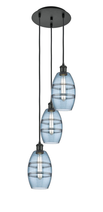 Innovations 113B-3P-BK-G557-6BL Three Light Pendant, Matte Black