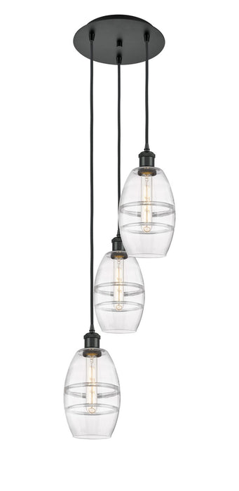 Innovations 113B-3P-BK-G557-6CL Three Light Pendant, Matte Black