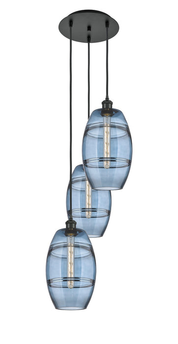 Innovations 113B-3P-BK-G557-8BL Three Light Pendant, Matte Black