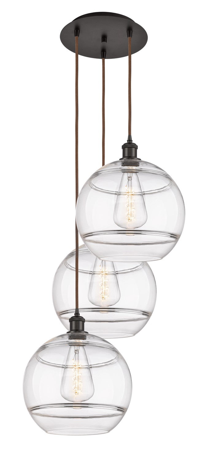 Innovations 113B-3P-OB-G556-12CL Three Light Pendant, Oil Rubbed Bronze