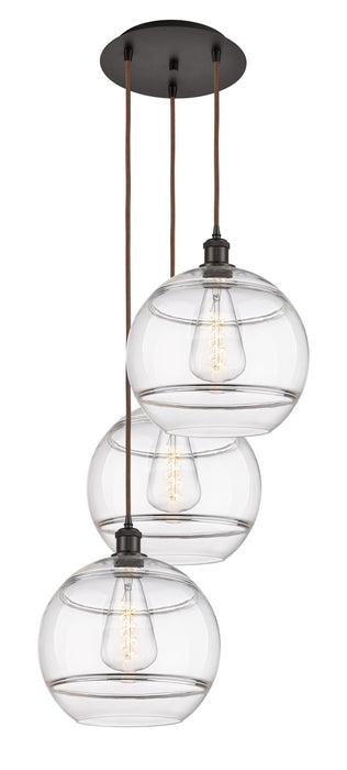 Innovations 113B-3P-OB-G556-12CL Three Light Pendant, Oil Rubbed Bronze