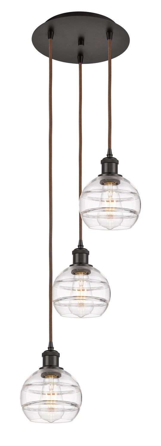 Innovations 113B-3P-OB-G556-6CL Three Light Pendant, Oil Rubbed Bronze