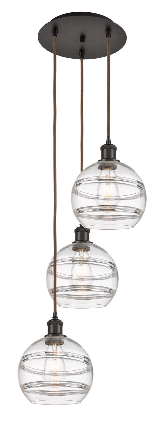 Innovations 113B-3P-OB-G556-8CL Three Light Pendant, Oil Rubbed Bronze
