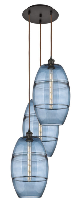 Innovations 113B-3P-OB-G557-10BL Three Light Pendant, Oil Rubbed Bronze