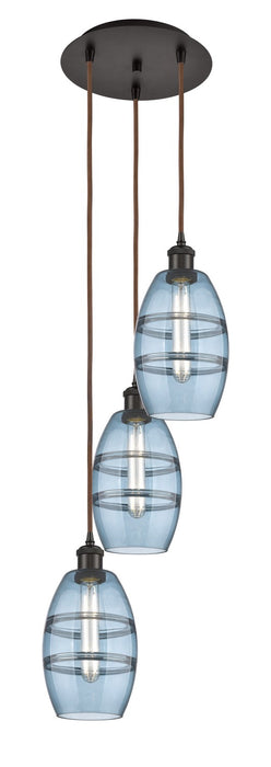 Innovations 113B-3P-OB-G557-6BL Three Light Pendant, Oil Rubbed Bronze