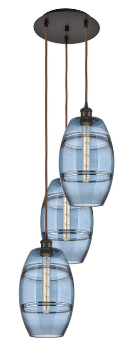 Innovations 113B-3P-OB-G557-8BL Three Light Pendant, Oil Rubbed Bronze