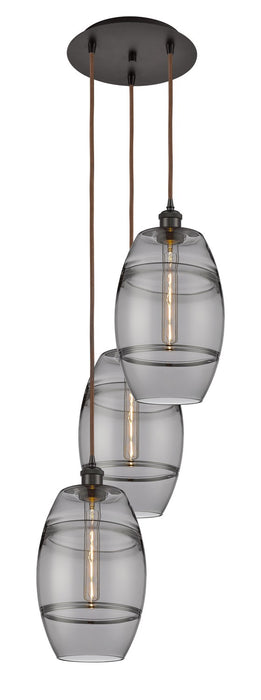 Innovations 113B-3P-OB-G557-8SM Three Light Pendant, Oil Rubbed Bronze