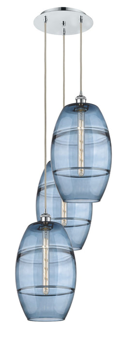 Innovations 113B-3P-PC-G557-10BL Three Light Pendant, Polished Chrome