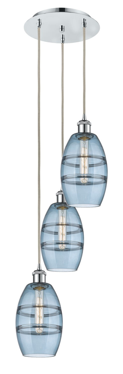 Innovations 113B-3P-PC-G557-6BL Three Light Pendant, Polished Chrome