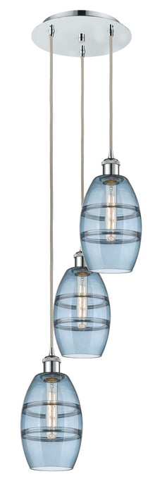 Innovations 113B-3P-PC-G557-6BL Three Light Pendant, Polished Chrome