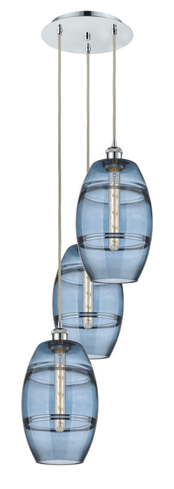 Innovations 113B-3P-PC-G557-8BL Three Light Pendant, Polished Chrome