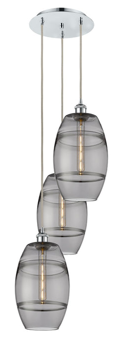 Innovations 113B-3P-PC-G557-8SM Three Light Pendant, Polished Chrome