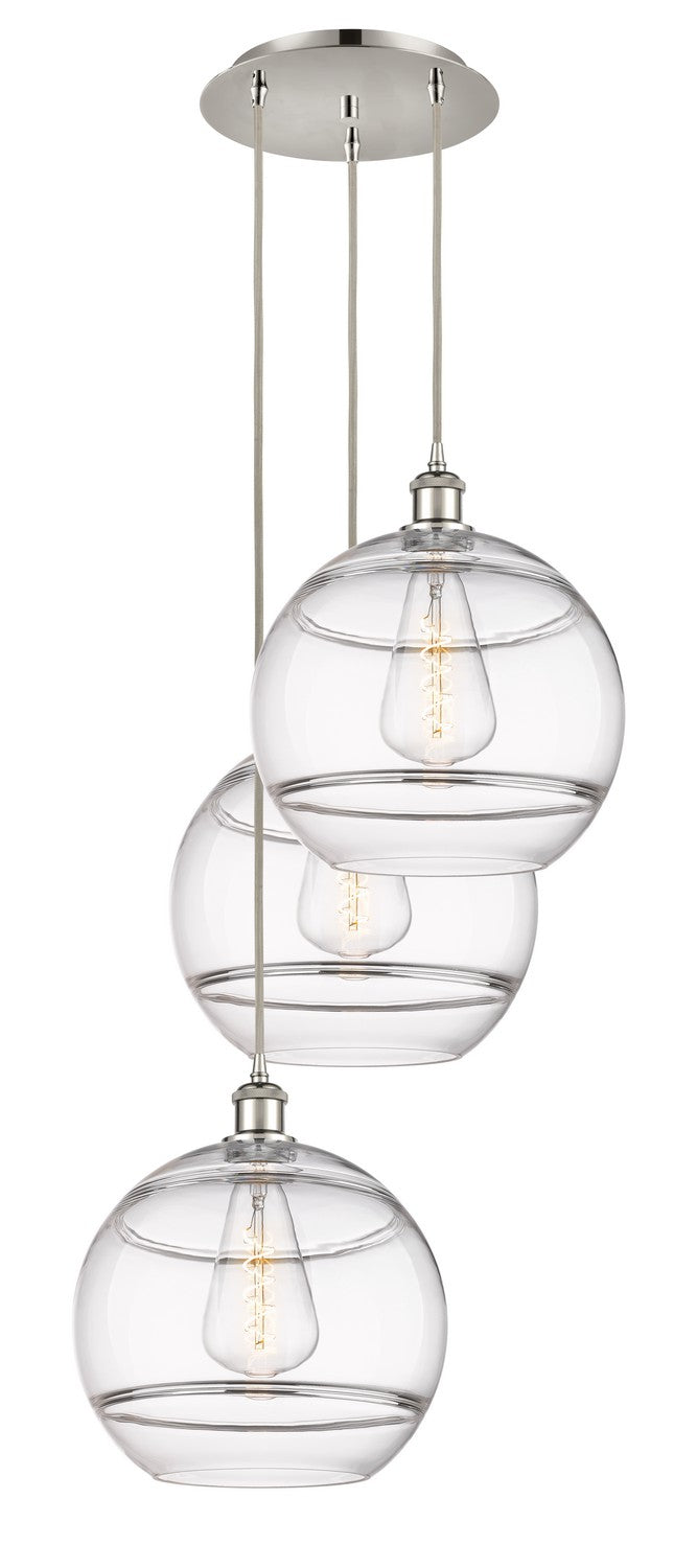 Innovations 113B-3P-PN-G556-12CL Three Light Pendant, Polished Nickel