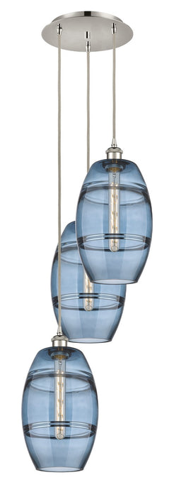 Innovations 113B-3P-PN-G557-8BL Three Light Pendant, Polished Nickel