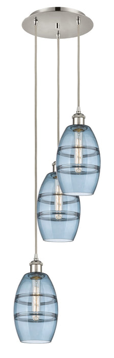 Innovations 113B-3P-PN-G557-6BL Three Light Pendant, Polished Nickel