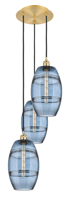 Innovations 113B-3P-SG-G557-8BL Three Light Pendant, Satin Gold