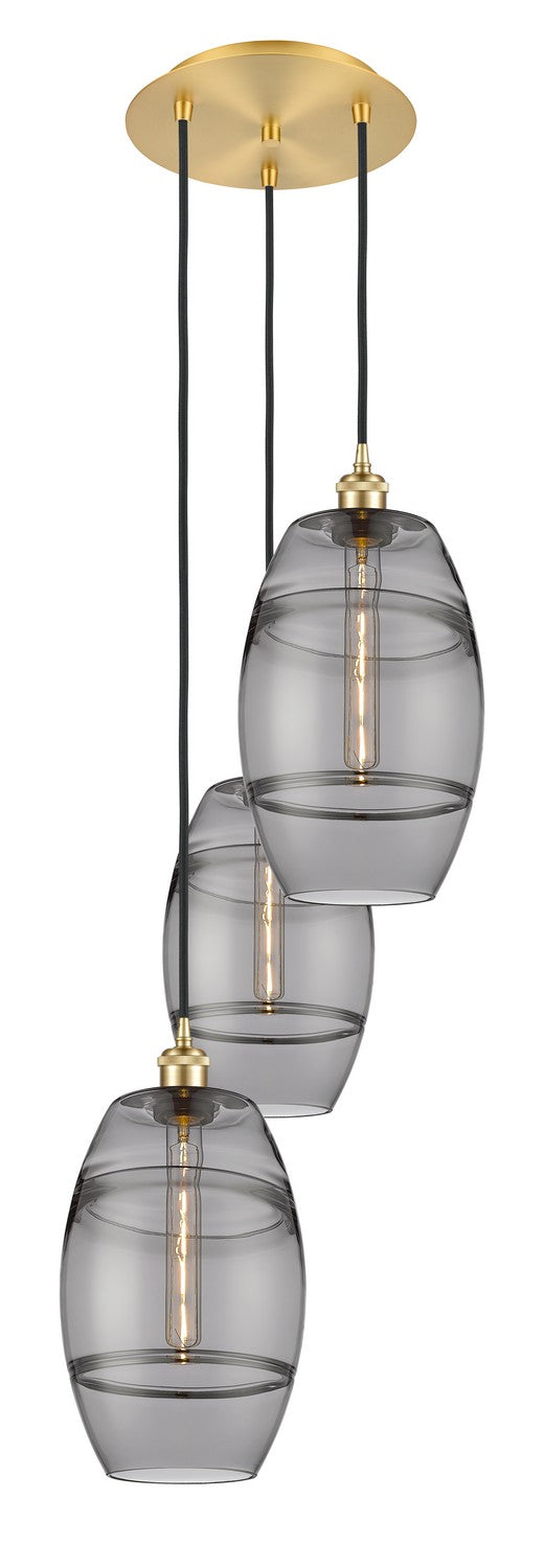 Innovations 113B-3P-SG-G557-8SM Three Light Pendant, Satin Gold