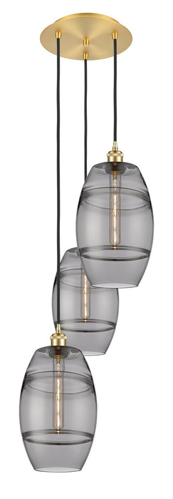 Innovations 113B-3P-SG-G557-8SM Three Light Pendant, Satin Gold