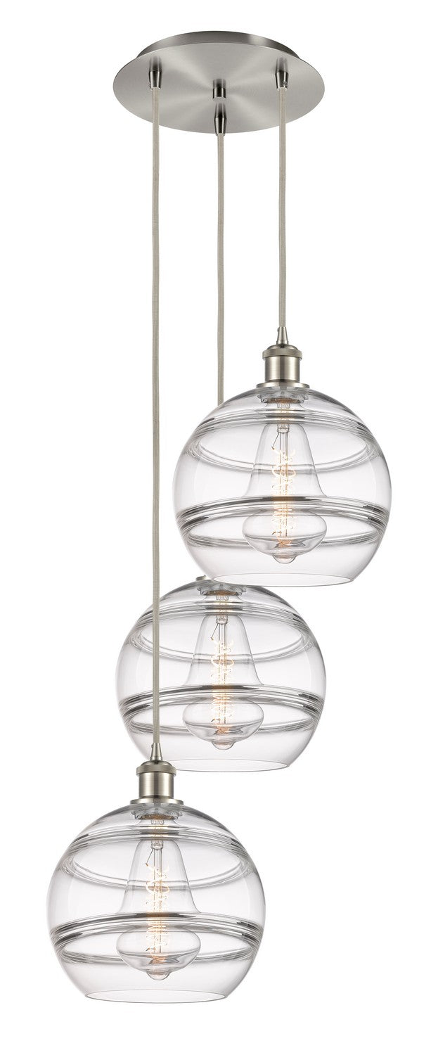 Innovations 113B-3P-SN-G556-10CL Three Light Pendant, Brushed Satin Nickel