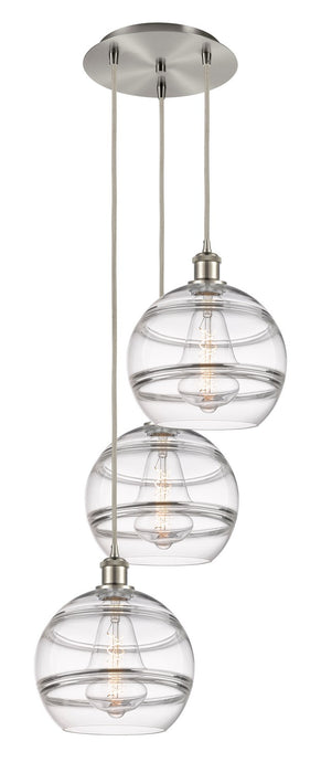 Innovations 113B-3P-SN-G556-10CL Three Light Pendant, Brushed Satin Nickel