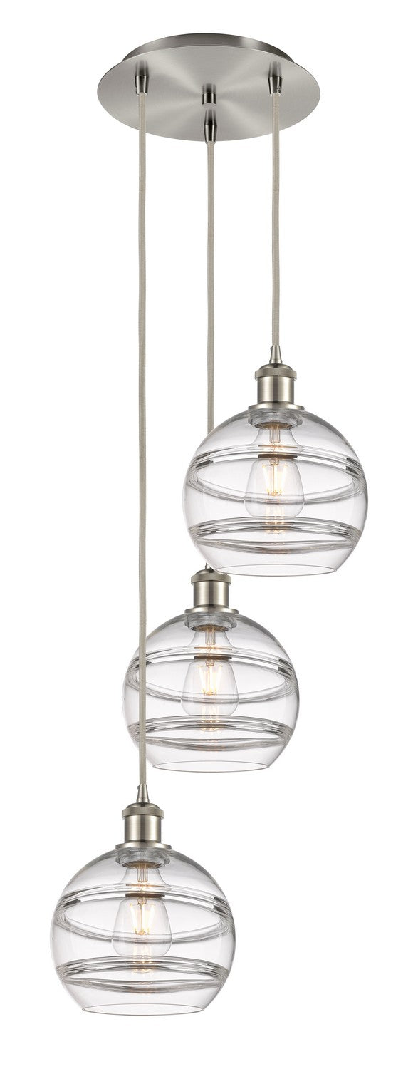 Innovations 113B-3P-SN-G556-8CL Three Light Pendant, Brushed Satin Nickel