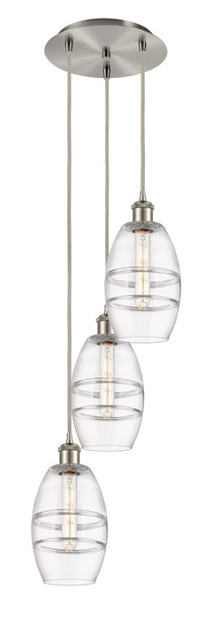 Innovations 113B-3P-SN-G557-6CL Three Light Pendant, Brushed Satin Nickel