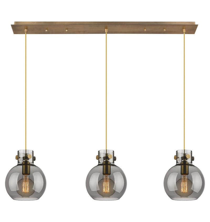 Innovations 123-410-1PS-BB-G410-8SM Nine Light Linear Pendant, Brushed Brass