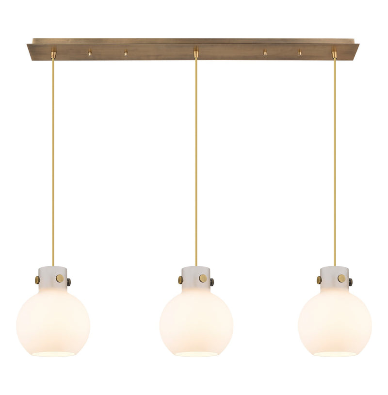Innovations 123-410-1PS-BB-G410-8WH Two Light Linear Pendant, Brushed Brass