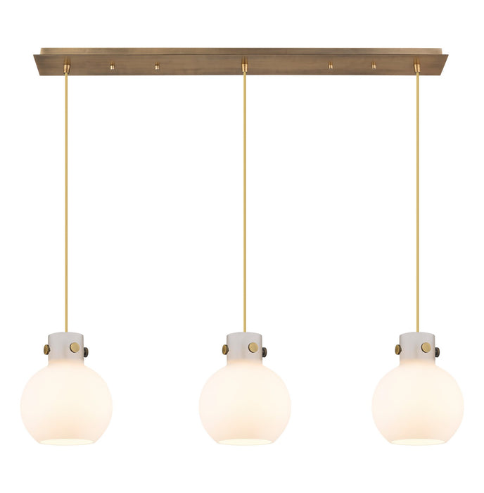 Innovations 123-410-1PS-BB-G410-8WH Two Light Linear Pendant, Brushed Brass
