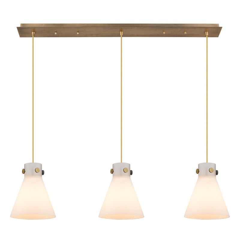 Innovations 123-410-1PS-BB-G411-8WH Five Light Linear Pendant, Brushed Brass