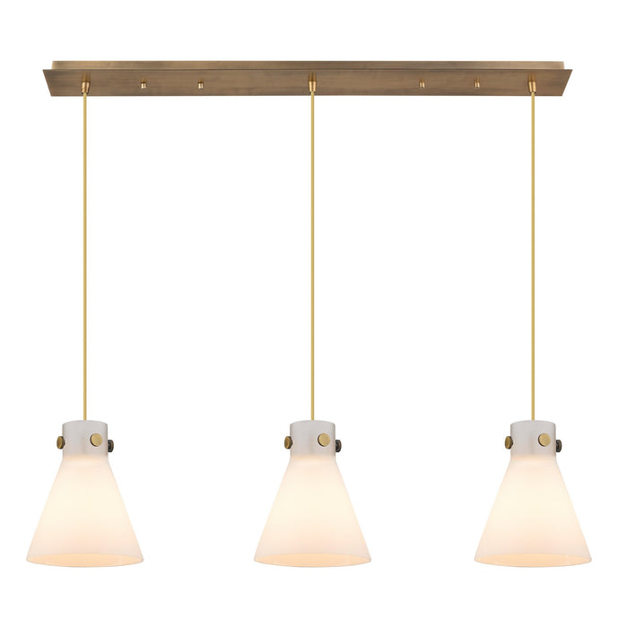 Innovations 123-410-1PS-BB-G411-8WH Five Light Linear Pendant, Brushed Brass