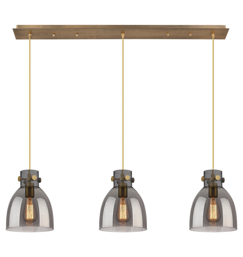 Innovations 123-410-1PS-BB-G412-8SM Four Light Linear Pendant, Brushed Brass