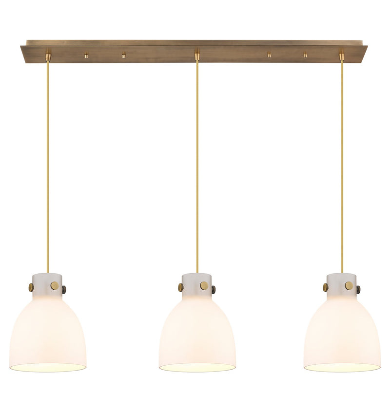 Innovations 123-410-1PS-BB-G412-8WH Seven Light Linear Pendant, Brushed Brass