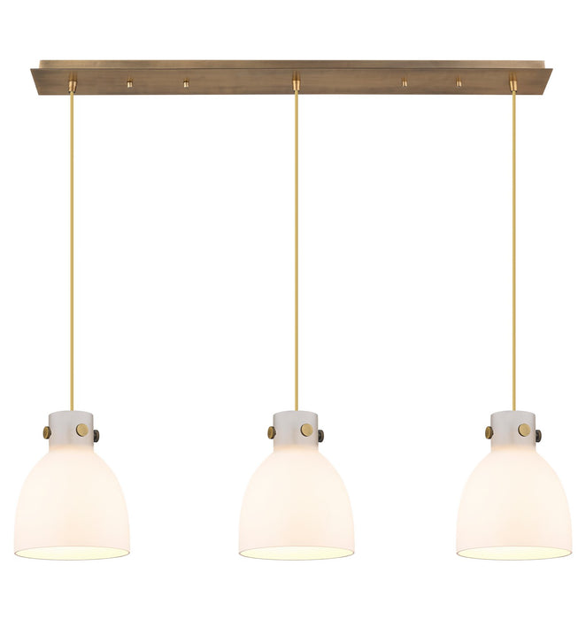 Innovations 123-410-1PS-BB-G412-8WH Seven Light Linear Pendant, Brushed Brass