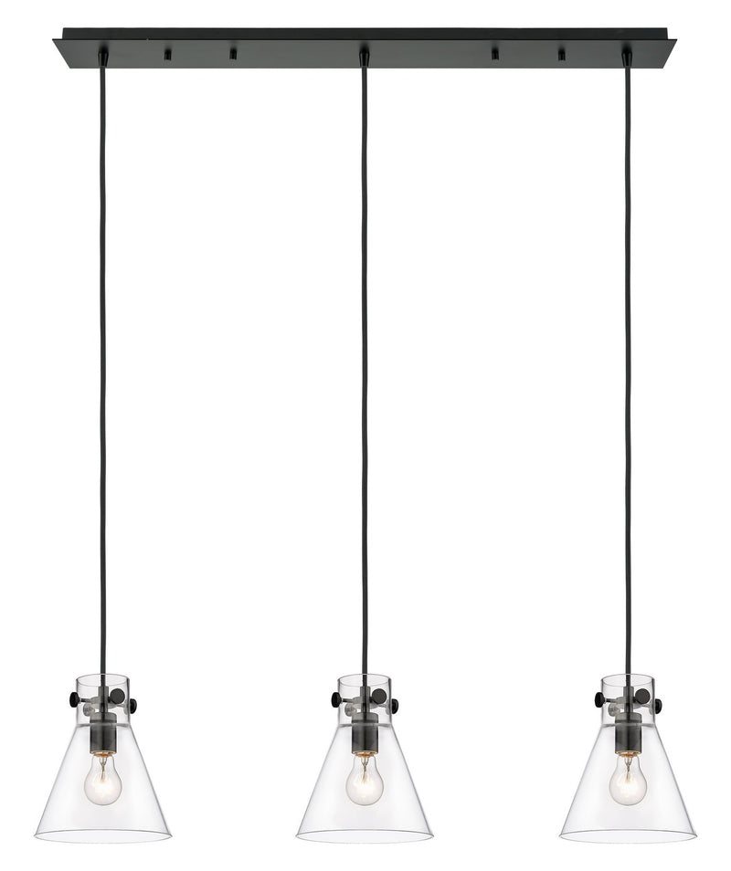 Innovations 123-410-1PS-BK-G411-8CL Three Light Linear Pendant, Matte Black