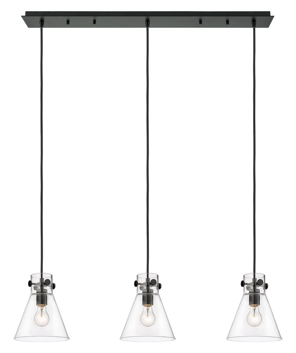 Innovations 123-410-1PS-BK-G411-8CL Three Light Linear Pendant, Matte Black